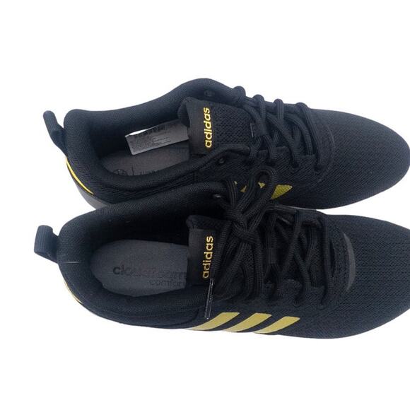 Adidas QT Racer 2.0 Women's Running Shoes Sneakers Black Metallic Gold - Picture 8 of 8